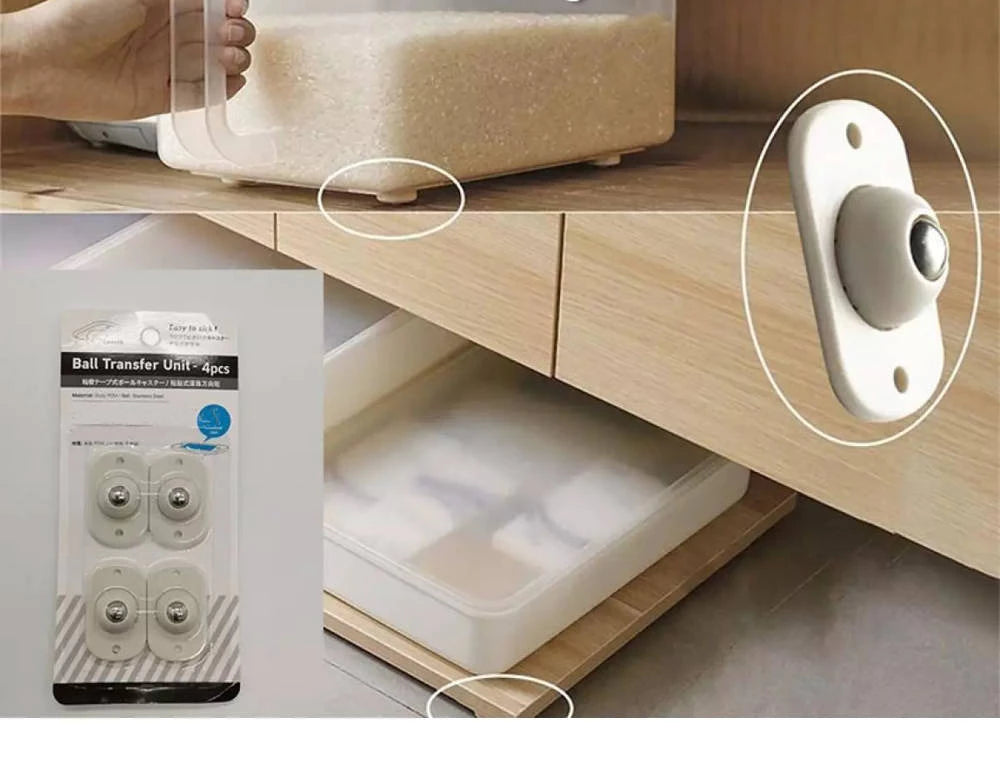 Self-adhesive ball roller furniture wheels, 4 pcs