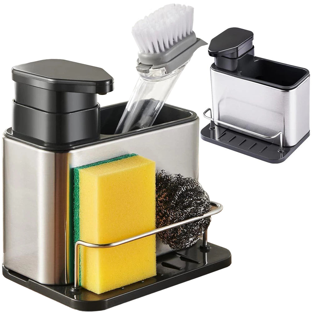 Kitchen dispenser for sink liquid soap organizer