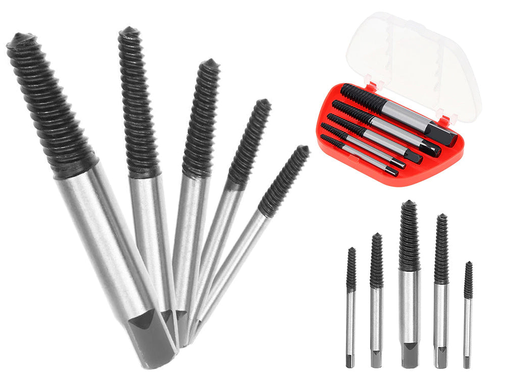 Screw extractors for broken off screws, 5 pcs.