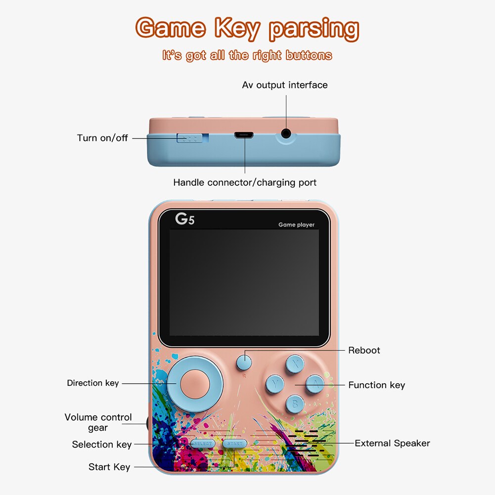G5 USB Mini Retro Video Gaming Console Handheld Portable Built-in 500 Classic Games Shop kitchen home