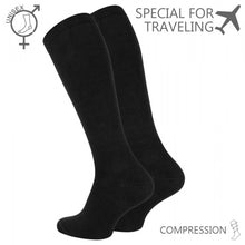 Support and travel knee-highs with compression