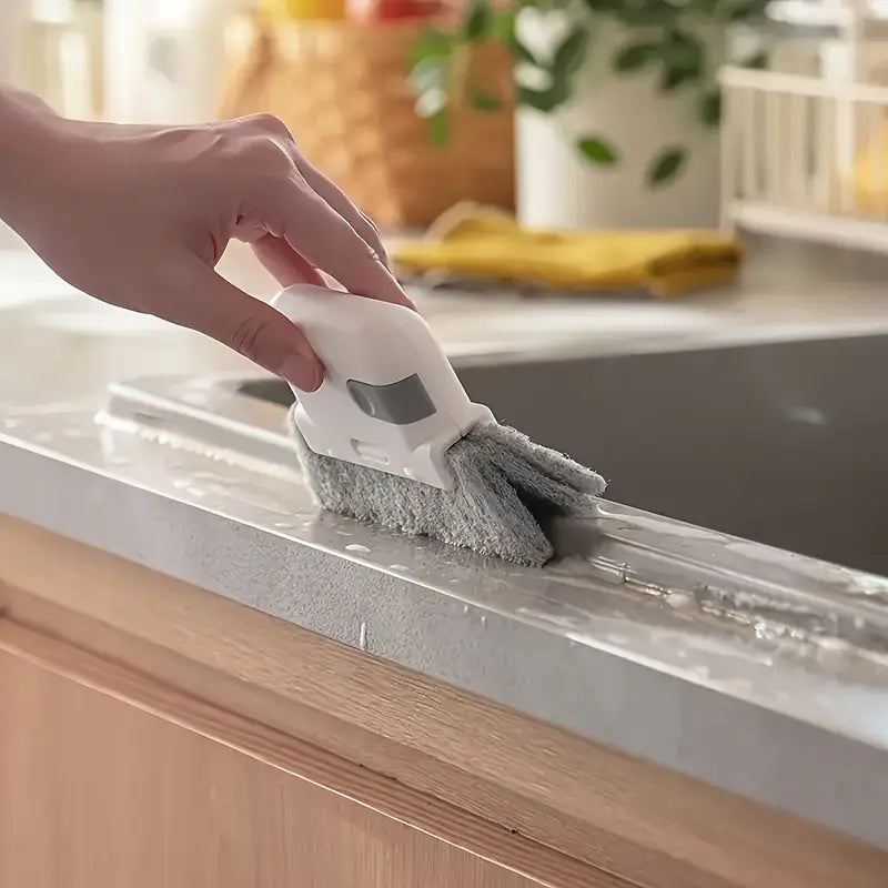 Versatile Door & Window Track Cleaning Brush - Easy-Grip, Reusable Groove Cleaner for Kitchens