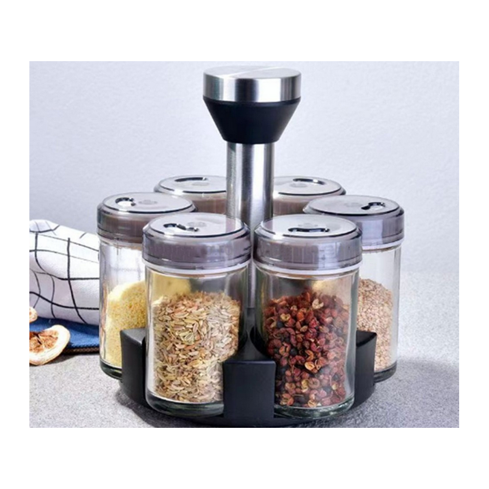 Spice organizer, glass containers, 6 pieces