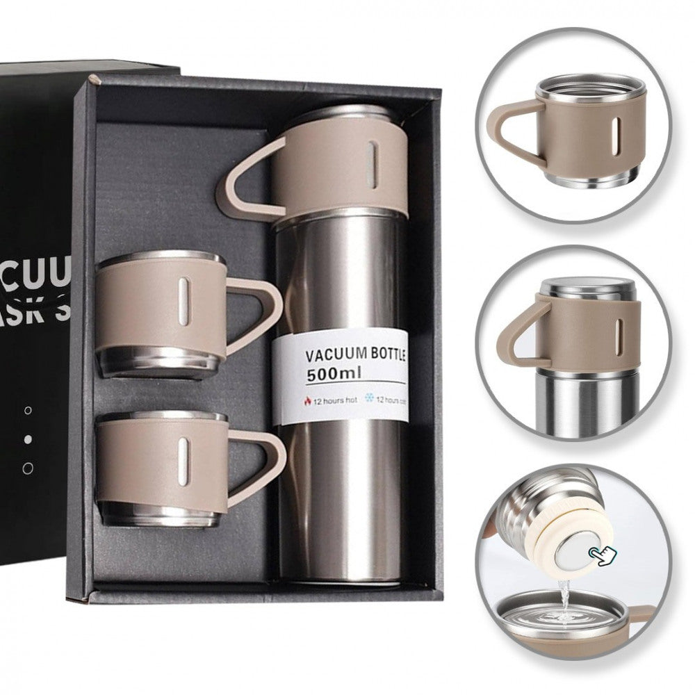 THERMOS SET WITH 3 MUGS, gift-wrapped