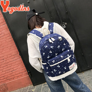 Women Rabbit Animals Travel Backpack School Shoulder Bag