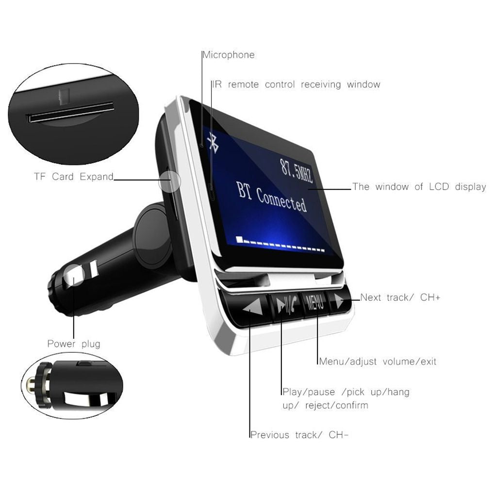 LCD Bluetooth Car MP3 Player Handsfree Wireless FM Transmitter Shop kitchen home