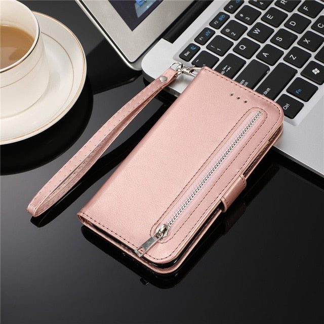 Leather Zipper Flip  Wallet Case For Samaung Galaxy S10 E S9 S8 Plus S7 Edge Note 8 9 10 Shop kitchen home