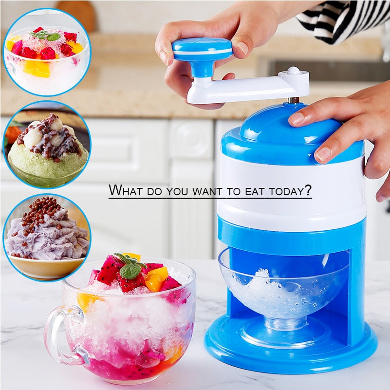 Portable Hand Crank Manual Ice Crusher Shaver Shop kitchen home