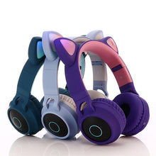 Cute Cat Earphones Bluetooth Wireless Ear Headphone Flashing Glowing