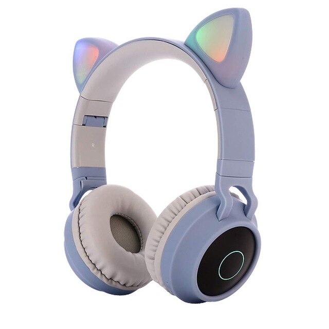 Cute Cat Earphones Bluetooth Wireless Ear Headphone Flashing Glowing Shop kitchen home