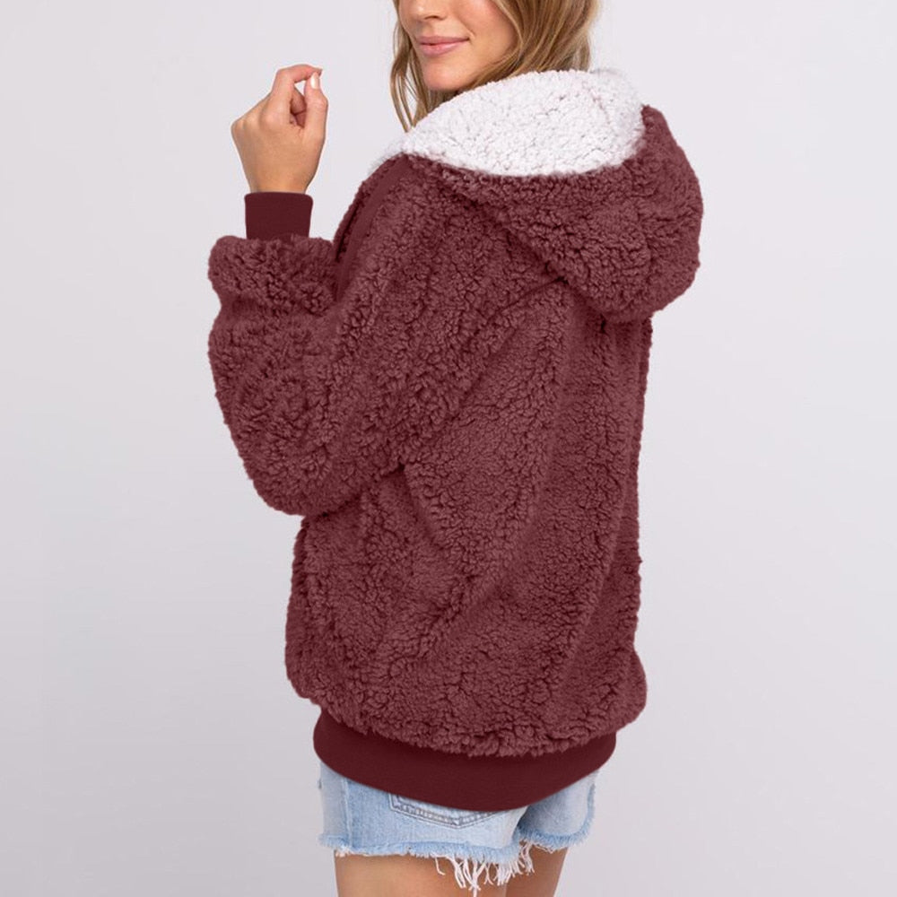 Women Hooded Cardigans Loose Knit Long Sweater Coat Autumn Winter Shop kitchen home