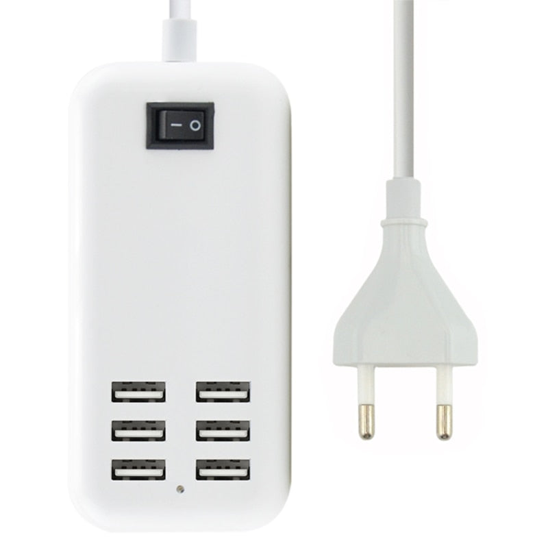 6 Ports USB US EU Plug Wall Charger Cell Phone Shop kitchen home