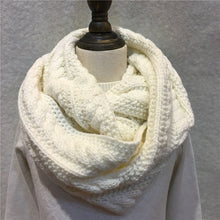 Winter Cable Knitted Infinity Scarf Unisex Lovers Couples Ring Snood