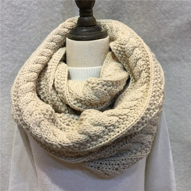 Winter Cable Knitted Infinity Scarf Unisex Lovers Couples Ring Snood Shop kitchen home