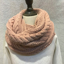 Winter Cable Knitted Infinity Scarf Unisex Lovers Couples Ring Snood
