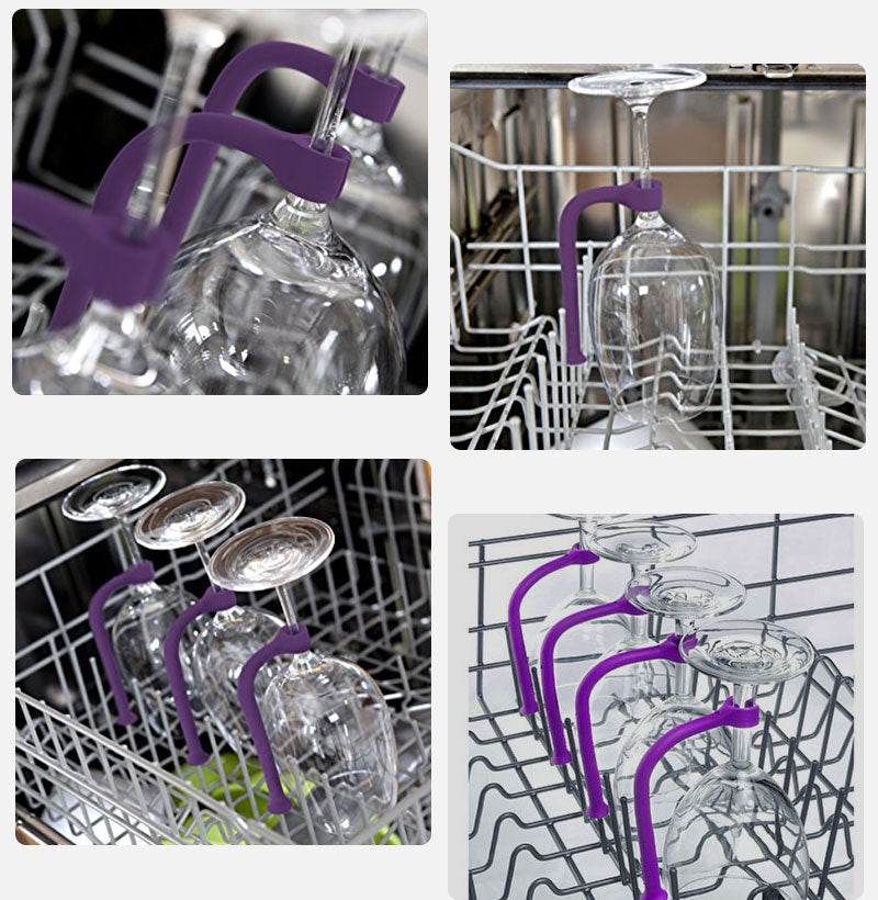 Flexible Dishwasher Set of 4 pcs Silicone Glass Bracket Creative Wine Glass Hanging Kitchen Tools
