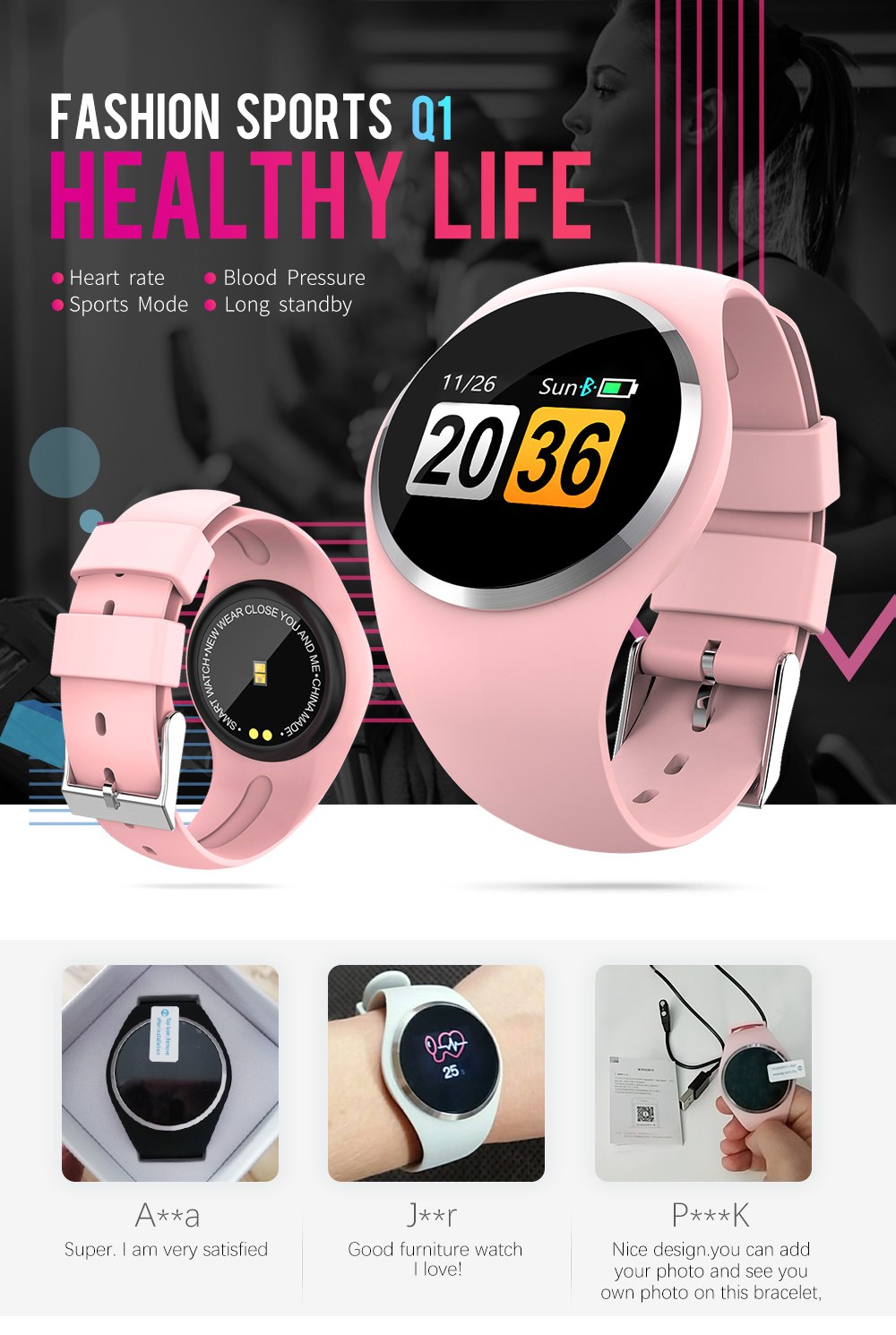 Smart Wristband Color LCD Screen Blood Pressure Heart Rate Monitor Shop kitchen home