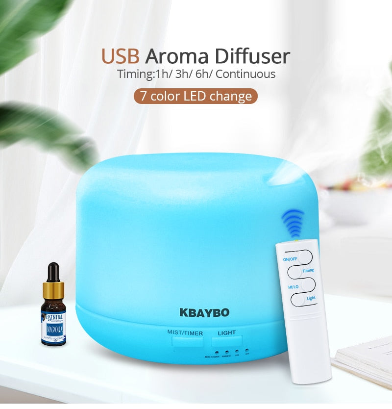 USB Remote Control Ultrasonic Air Aroma Humidifier 7 Color LED Shop kitchen home