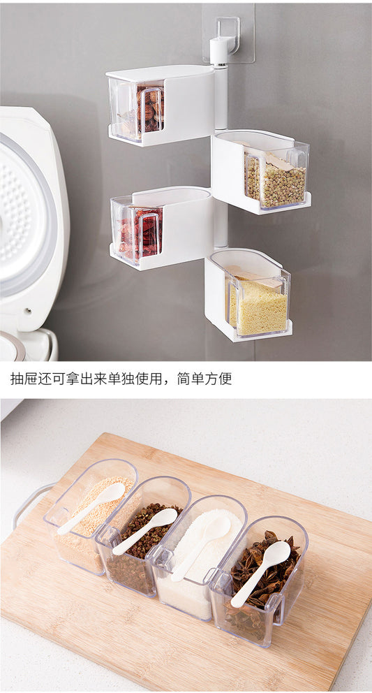 Wall Hanging Seasoning Box with Spoon Dressing Box Shop kitchen home
