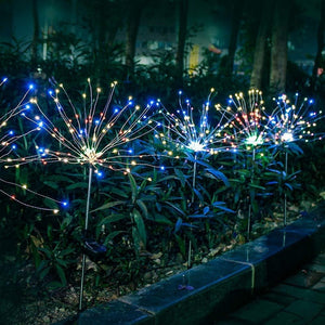 Solar Powered Outdoor Grass Globe Dandelion Fireworks Lamp