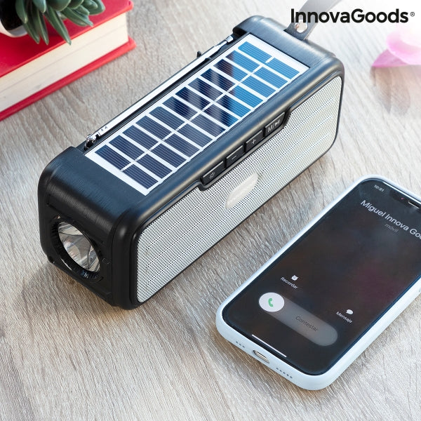 WIRELESS SPEAKER WITH SOLAR CHARGING AND LED TORCH SUNKER INNOVAGOODS